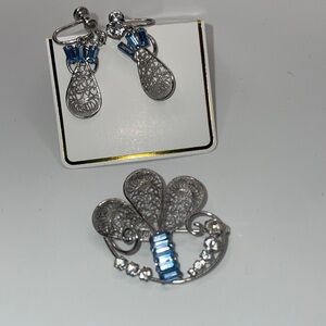 Sterling Signed Carl Art Brooch & Earrings